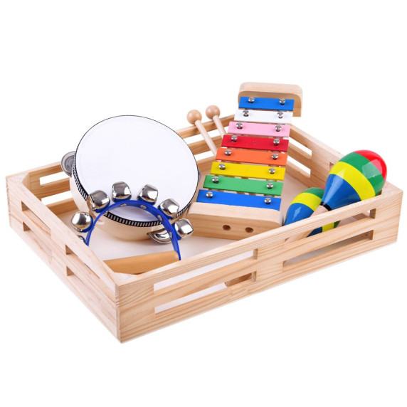 Instrumente muzicale din lemn pentru copii - 4 în 1 Inlea4Fun MUSIC SET
