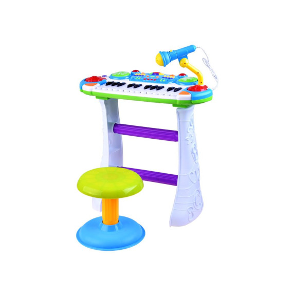 Detské klávesy s mikrofónom a stoličkou Inlea4Fun MUSICAL KEYBORD - modré