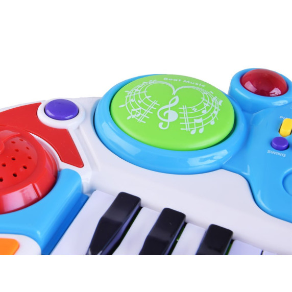 Detské klávesy s mikrofónom a stoličkou Inlea4Fun MUSICAL KEYBORD - modré