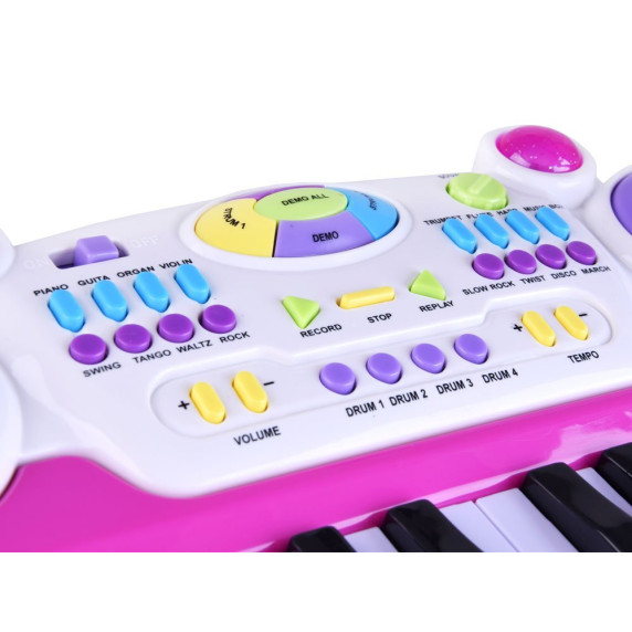 Detské klávesy s mikrofónom a stoličkou Inlea4Fun MUSICAL KEYBORD - ružové