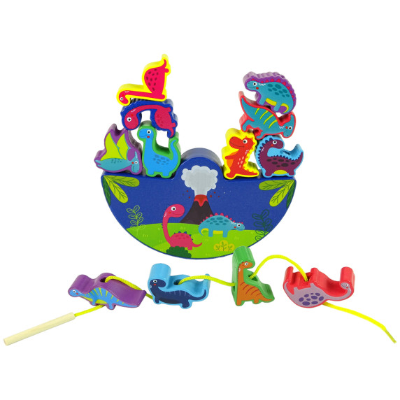 Drevená balančná hra Dinosaurus Inlea4Fun BALANCE GAME