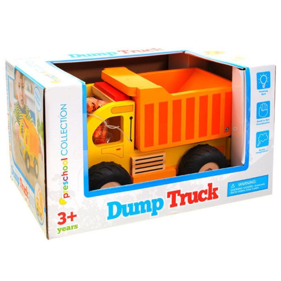 Detský sklápač drevený Inlea4Fun DUMP TRUCK - oranžový