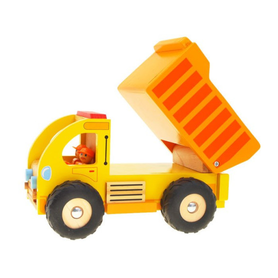 Detský sklápač drevený Inlea4Fun DUMP TRUCK - oranžový