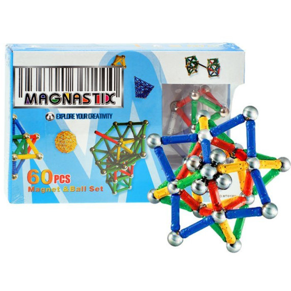 Jucărie de construcție magnetică - 60 piese - Inlea4Fun MAGNASTIX ZA0655 