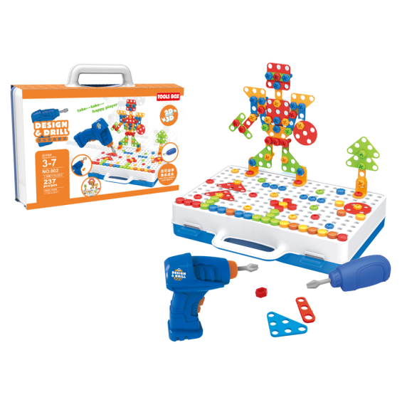 Kreatívna stavebnica so skrutkovačom Inlea4Fun DESIGN & DRILL