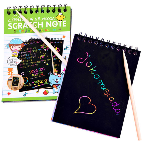 Caiet răzuibil curcubeu 10 pagini - Inlea4Fun SCRATCH NOTE - verde