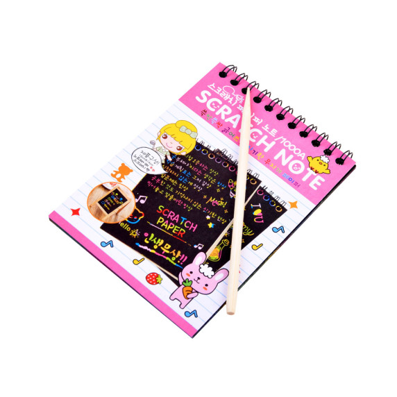 Caiet răzuibil curcubeu 10 pagini - Inlea4Fun SCRATCH NOTE - roz