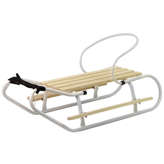 Detské kovové sánky s operadlom 83 cm LEAN SPORT - biele