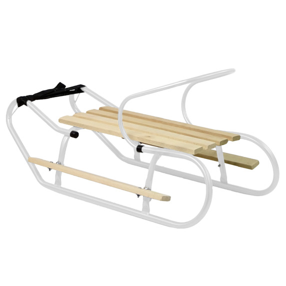 Detské kovové sánky s operadlom 83 cm LEAN SPORT - biele