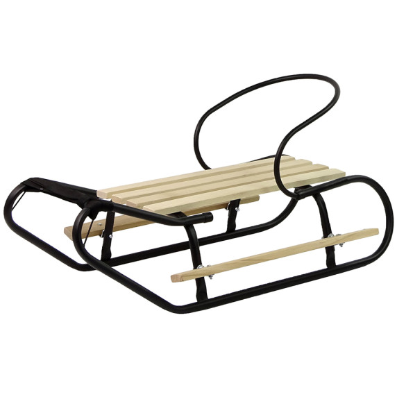 Detské kovové sánky s operadlom 83 cm LEAN SPORT - čierne