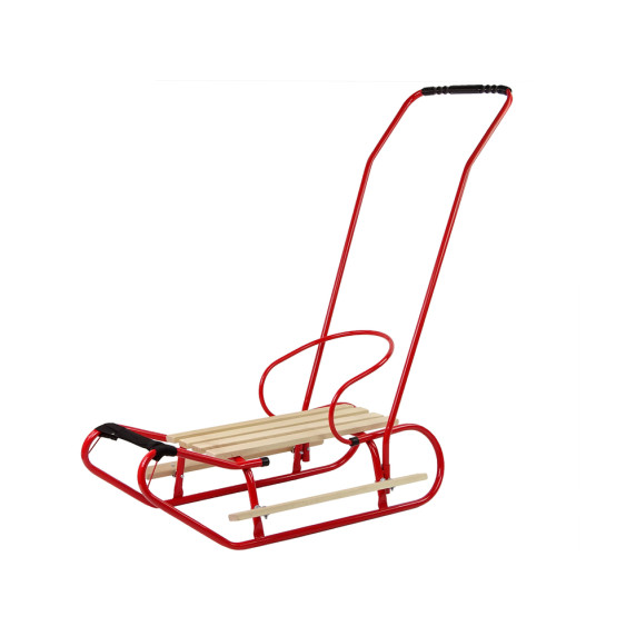 Fém szánkó 83 cm tolókarral LEAN SPORT - Piros