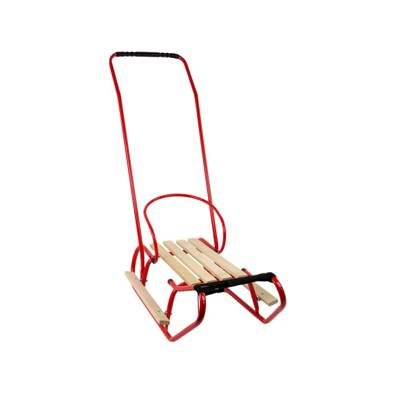 Fém szánkó 83 cm tolókarral LEAN SPORT - Piros