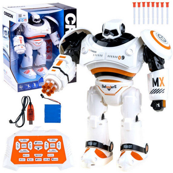 Távirányítós harci robot 33 cm Inlea4Fun RC DefenderS Robot - oranžový