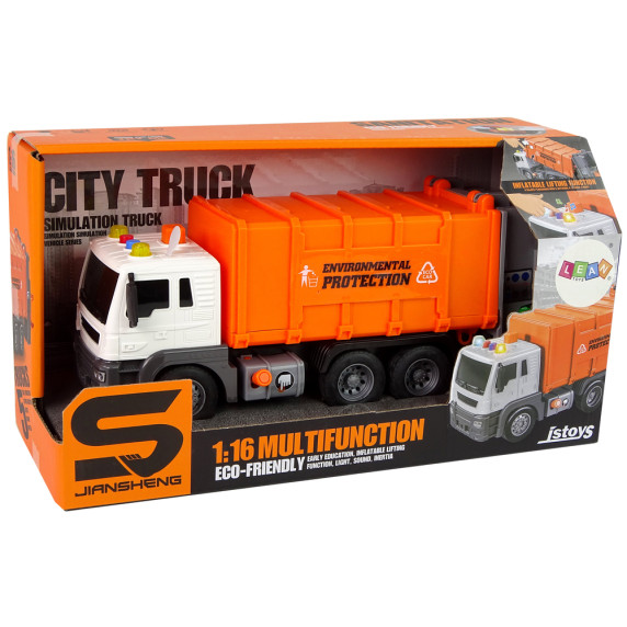 Detské smetiarske auto Inlea4Fun CITY TRUCK - oranžové