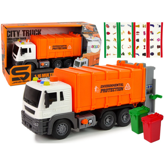Detské smetiarske auto Inlea4Fun CITY TRUCK - oranžové