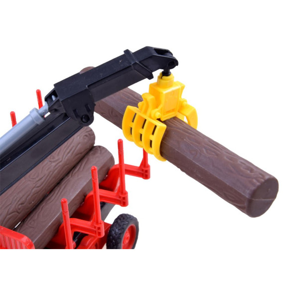 Fa szállító játék traktor utánfutóval és farönkökkel Inlea4Fun FARMLAND 