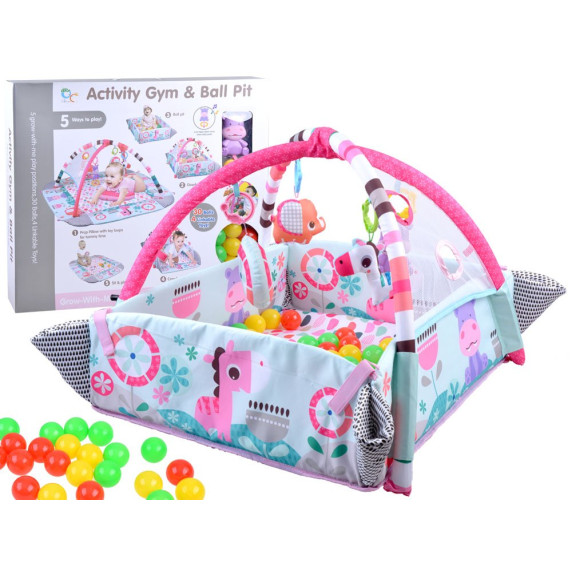 Interaktív játszószőnyeg Inlea4Fun ACTIVITY GYM - szürke/rózsaszín