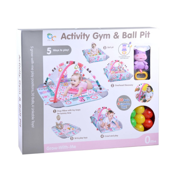 Interaktív játszószőnyeg Inlea4Fun ACTIVITY GYM - szürke/rózsaszín