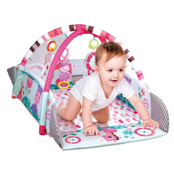 Interaktív játszószőnyeg Inlea4Fun ACTIVITY GYM - szürke/rózsaszín