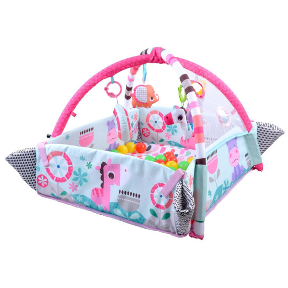 Interaktív játszószőnyeg Inlea4Fun ACTIVITY GYM - szürke/rózsaszín