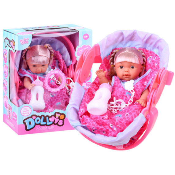 Păpușă cu scaun auto și accesorii - Inlea4Fun DOLLTOYS