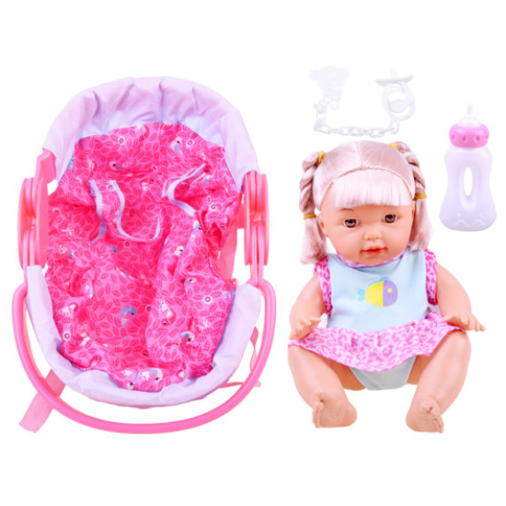 Păpușă cu scaun auto și accesorii - Inlea4Fun DOLLTOYS