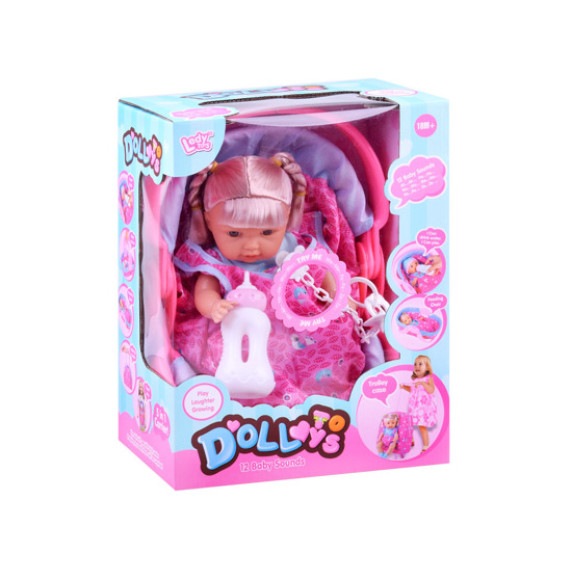 Păpușă cu scaun auto și accesorii - Inlea4Fun DOLLTOYS