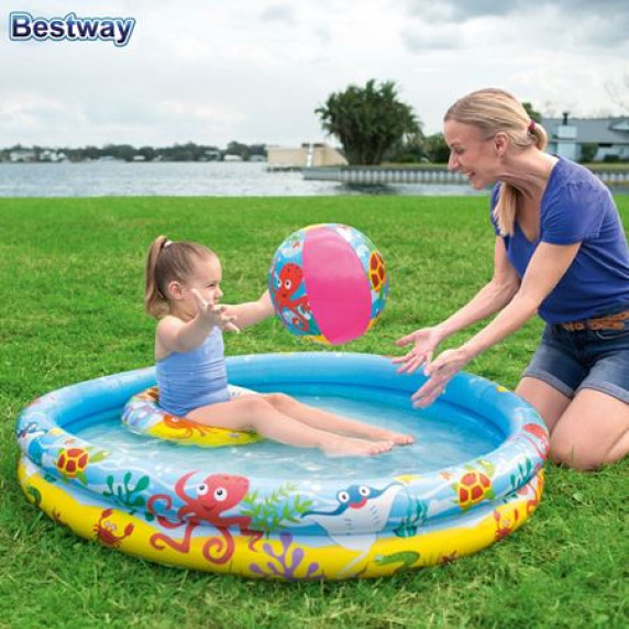 Piscină gonflabilă pentru copii cu colac și minge - BESTWAY