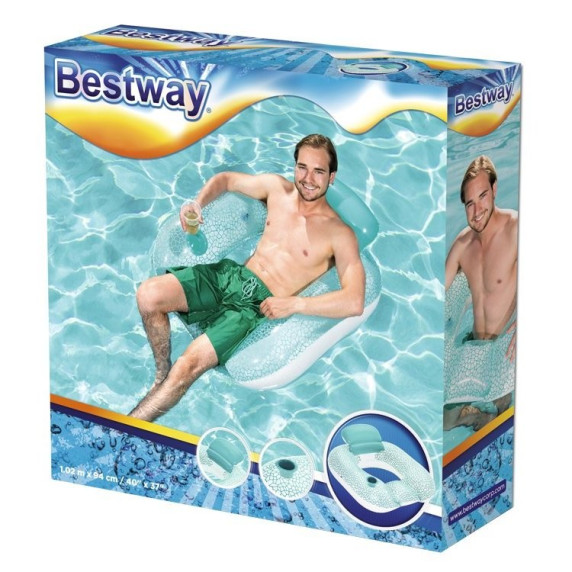 Bestway 43097 Nafukovacie plávacie kreslo 102 x 94 cm - tyrkysové 