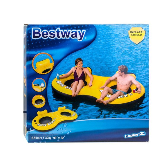 BESTWAY nafukovací ostrovček Rapid Rider X2 251 x 132 cm - žltý 43113