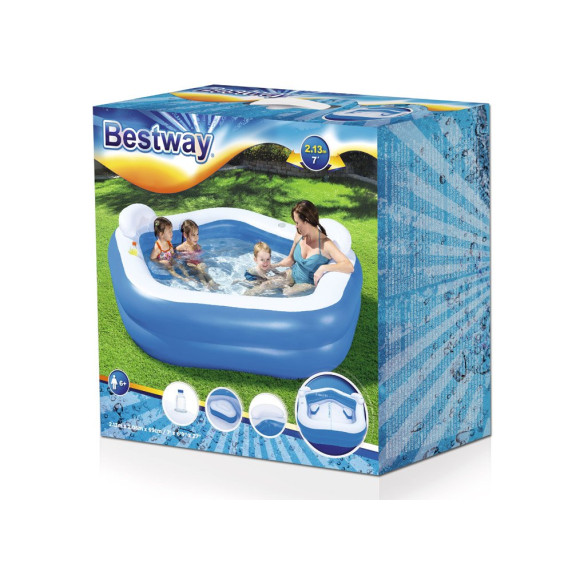 BESTWAY veľký detský bazén Family Fun so sedadlami 213 x 206 x 69 cm 54153