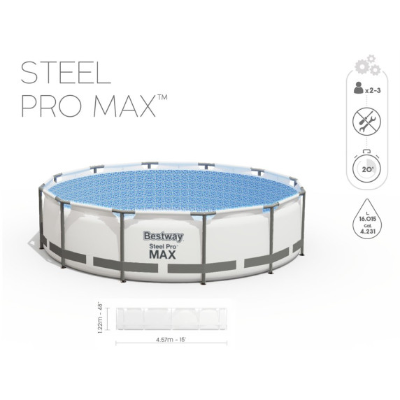 Medence papírszűrős vízforgatóval 457x122 cm BESTWAY 56438 Steel Pro