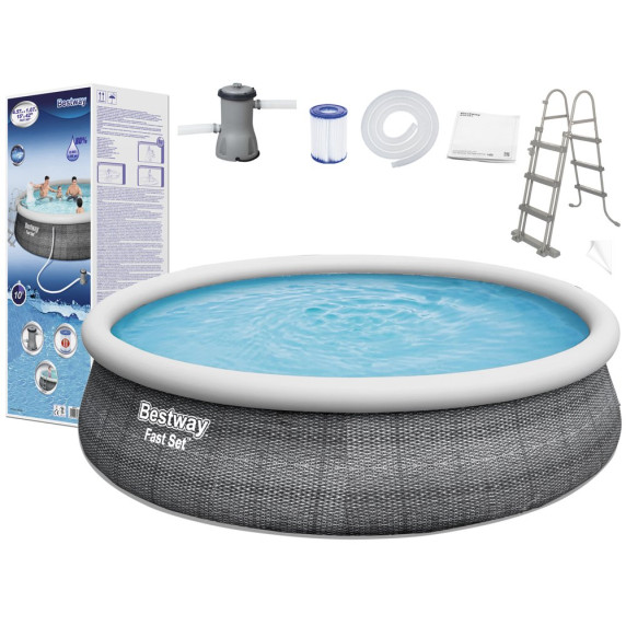 Mäkkostenný bazén BESTWAY 57372 Fast Set 457x107 cm s vodným obehovým papierovým filtrom