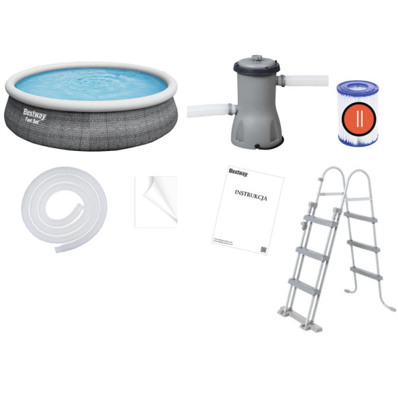 Mäkkostenný bazén BESTWAY 57372 Fast Set 457x107 cm s vodným obehovým papierovým filtrom