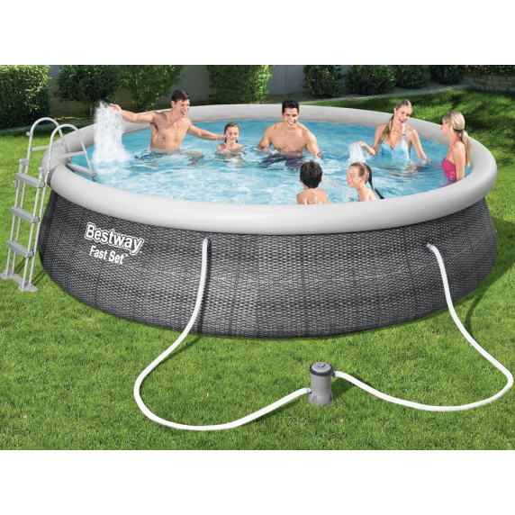 Mäkkostenný bazén BESTWAY 57372 Fast Set 457x107 cm s vodným obehovým papierovým filtrom