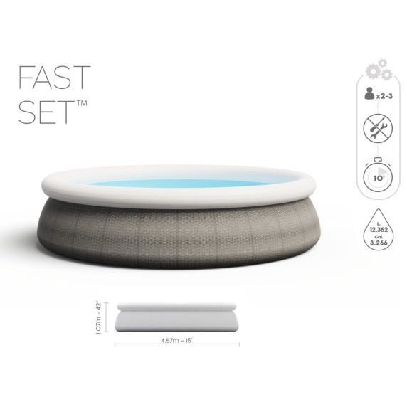 Mäkkostenný bazén BESTWAY 57372 Fast Set 457x107 cm s vodným obehovým papierovým filtrom