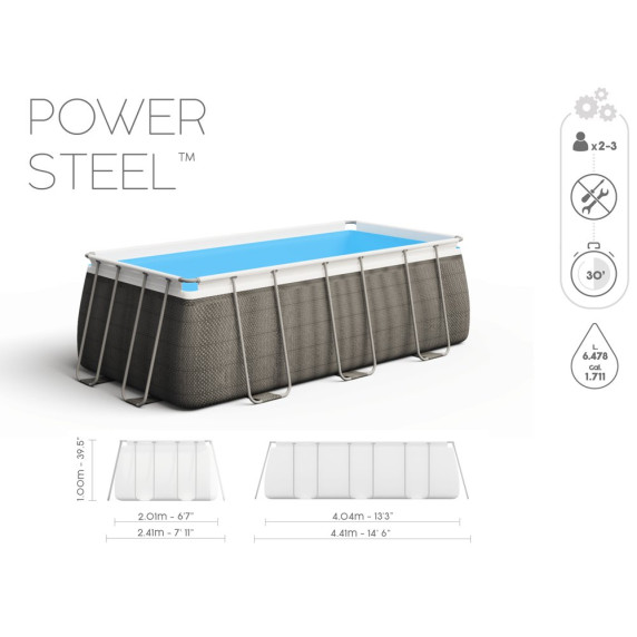 Bazén s konštrukciou 404 x 201 x 100 cm BESTWAY 56721 Power Steel + kartušovou filtráciou - imitácia dreva