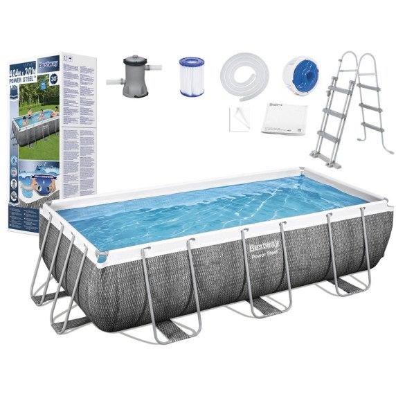 Bazén s konštrukciou 404 x 201 x 100 cm BESTWAY 56721 Power Steel + kartušovou filtráciou - imitácia dreva