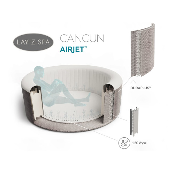 Piscină hidromasaj/jacuzzi gonflabil - 180x66 cm - BESTWAY 60003 Lay-Z-Spa CANCUN 