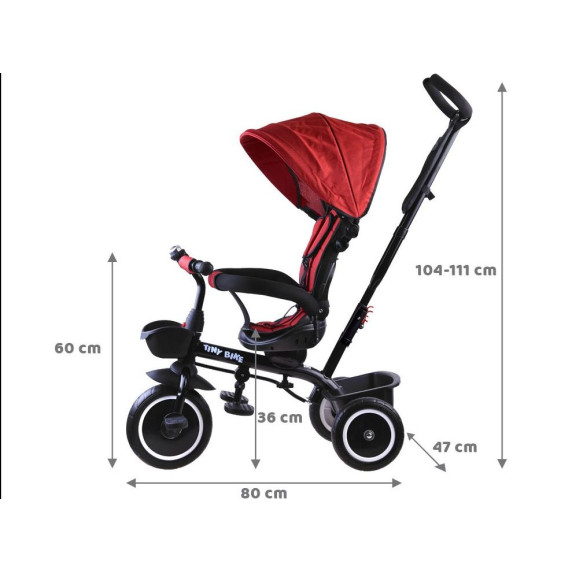 Trojkolka Tiny Bike 3 v 1 Inlea4Fun - červená