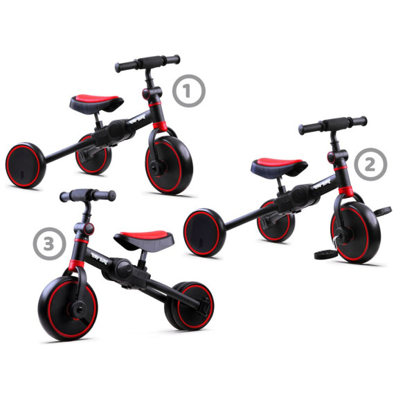 Detská trojkolka a odrážadlo 3 v 1 TINY BIKE - červené