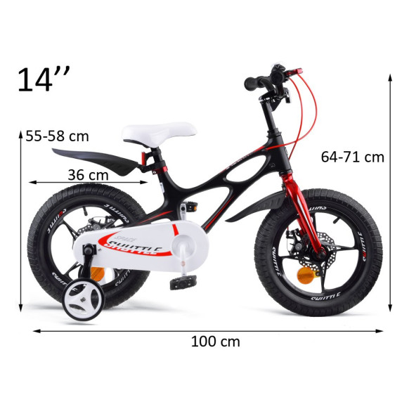 Bicicletă pentru copii cu mâner - ROYALBABY Rower 14" Space Shuttle RB14-22
