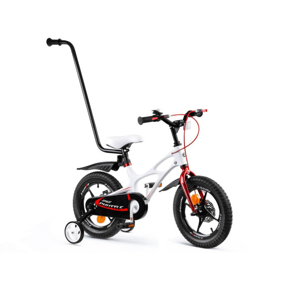 Detský bicykel RoyalBaby  Rower 14" Space Shuttle RB14-22 s vodiacou tyčou - biely