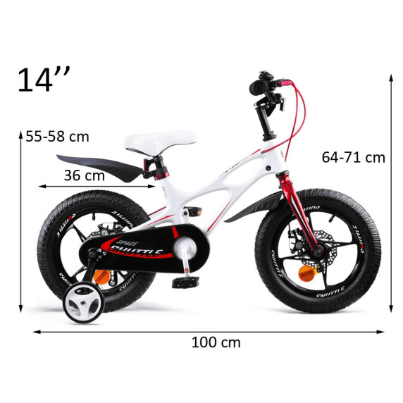 Detský bicykel RoyalBaby  Rower 14" Space Shuttle RB14-22 s vodiacou tyčou - biely