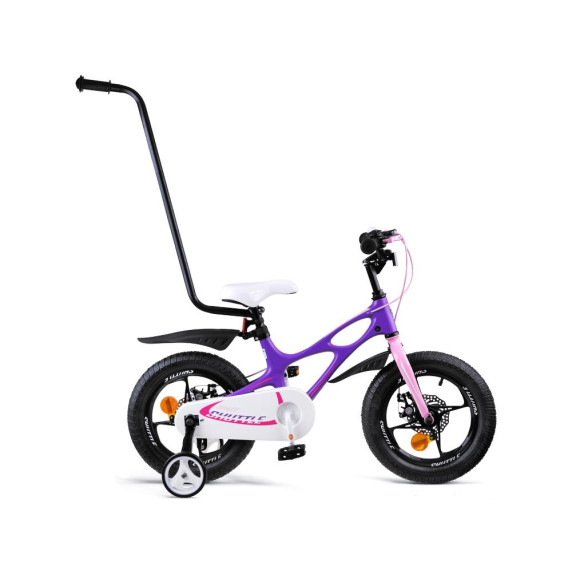 Gyerek bicikli ROYALBABY Rower 14" Space Shuttle RB14-22 + szülőkar - lila