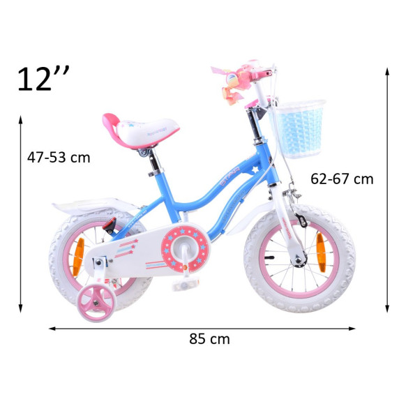 Bicicletă copii cu ghidaj Royalbaby Star Girl 12" RB12G-1 – albastru