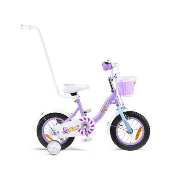 Detský bicykel ROYALBABY Chipmunk  MM 12" CM12-2 s vodiacou tyčou - fialový