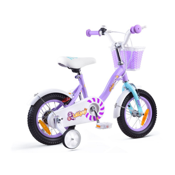 Detský bicykel ROYALBABY Chipmunk  MM 12" CM12-2 s vodiacou tyčou - fialový