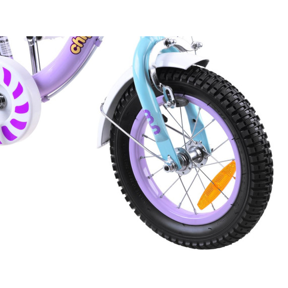 Detský bicykel ROYALBABY Chipmunk  MM 12" CM12-2 s vodiacou tyčou - fialový