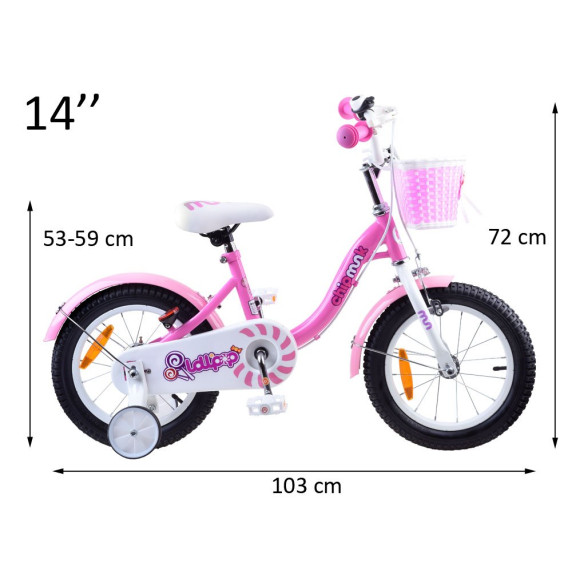 Gyerek bicikli ROYALBABY Chipmunk MM 14" CM14-2 + szülőkar - rózsaszín